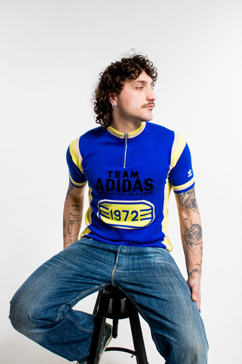 Adidas Retro Knit Quarter-Zip Sweater Top