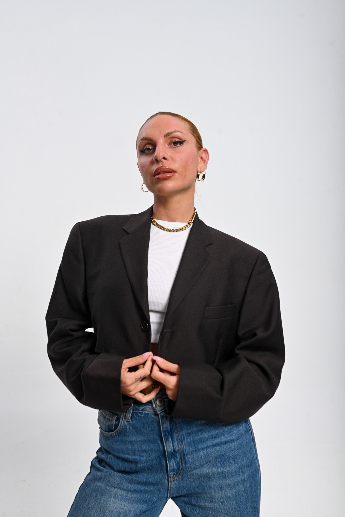 Μεταποιημένο crop blazer
