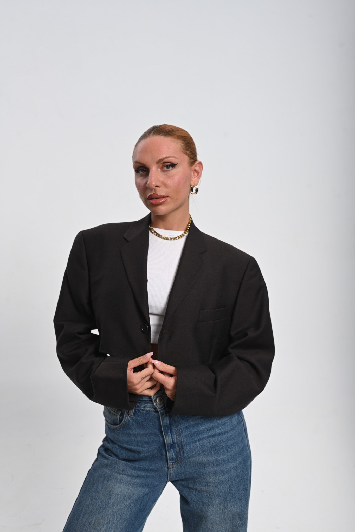Μεταποιημένο crop blazer